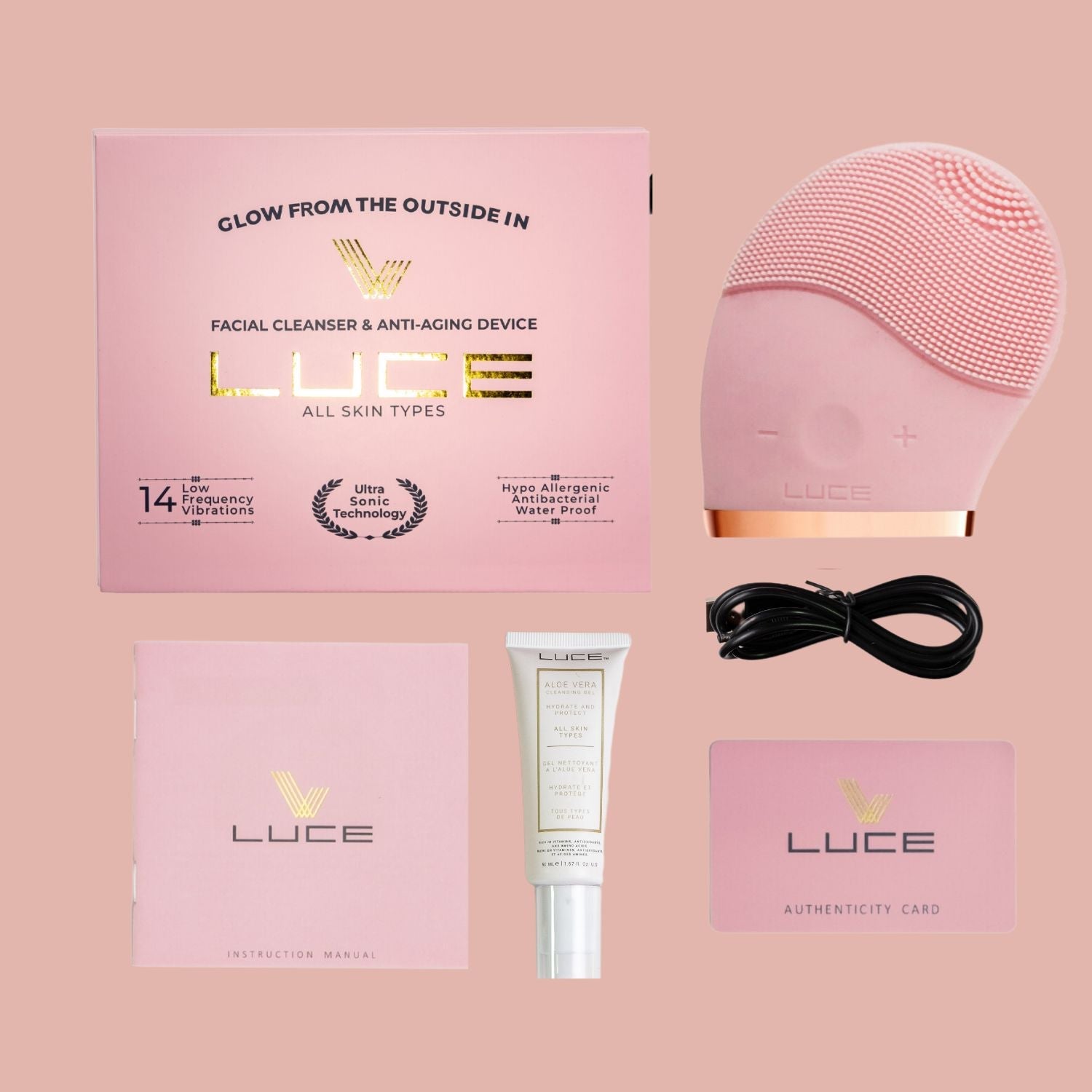 Facial Cleansing Brush & Aloe Vera Gel Face Wash - LuceBeauty.com