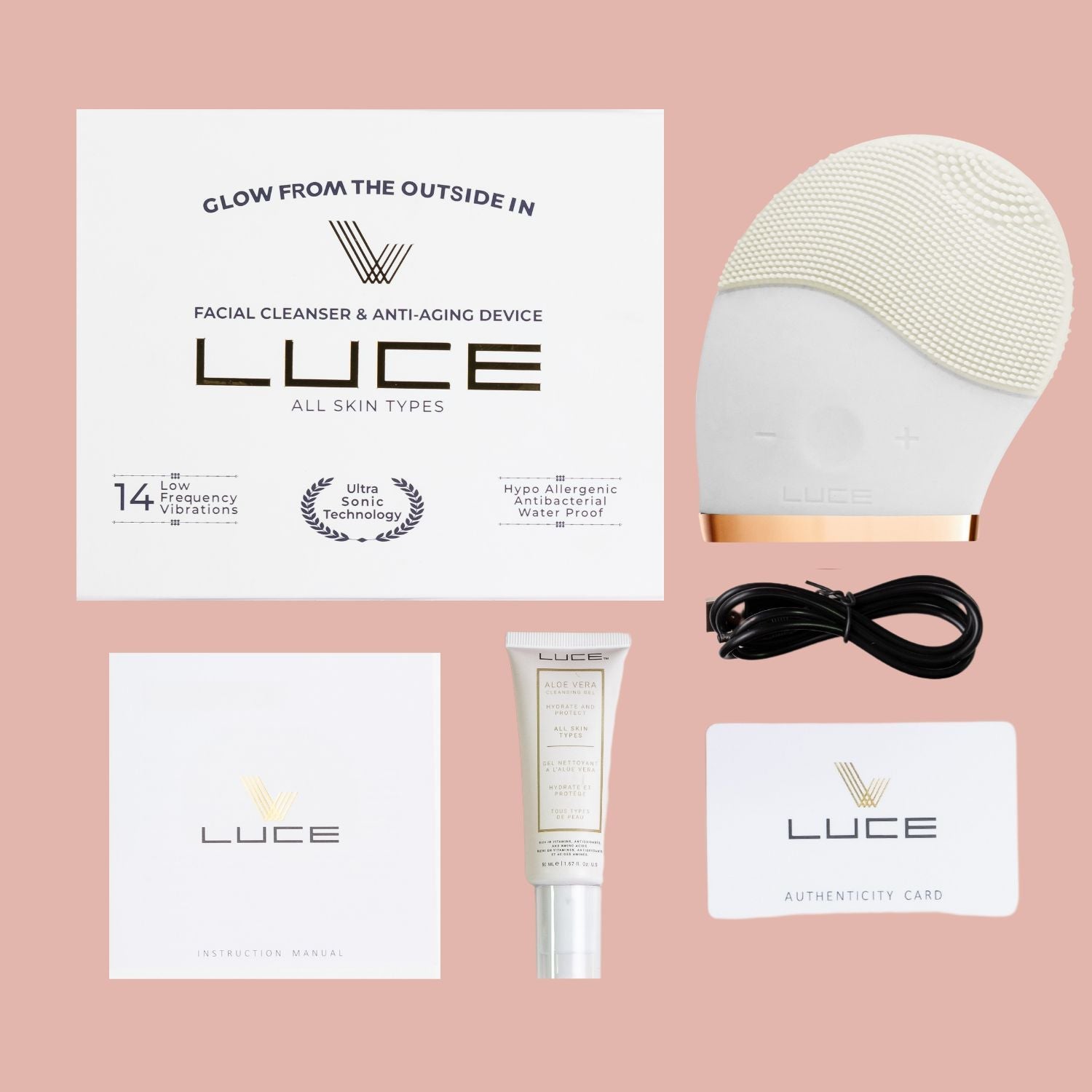 Facial Cleansing Brush & Aloe Vera Gel Face Wash - LuceBeauty.com