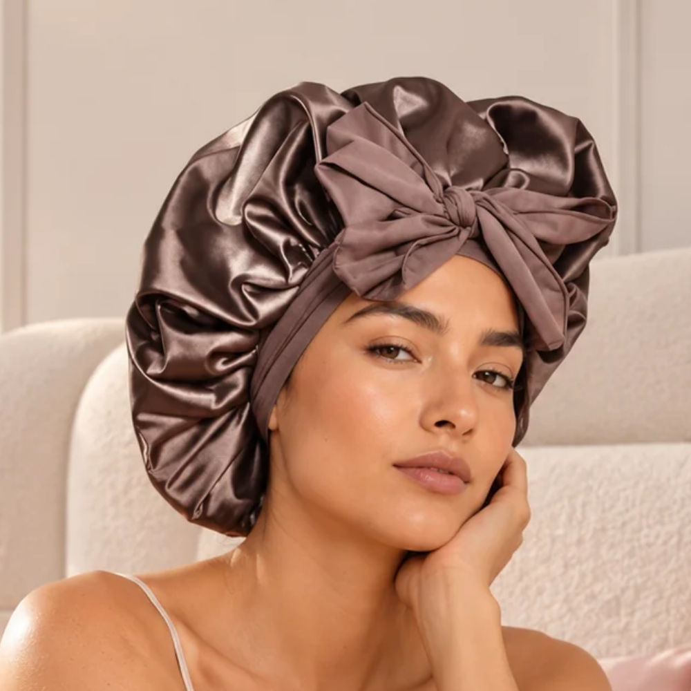 Brown Satin Beauty Sleep Gift Set – Pillowcase, Bonnet & Scrunchie